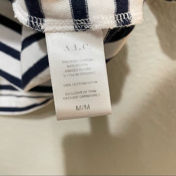 ALC White & Black Striped Mini Dress Shoulder Cut Out Details Womens M Tunic - Picture 6 of 7